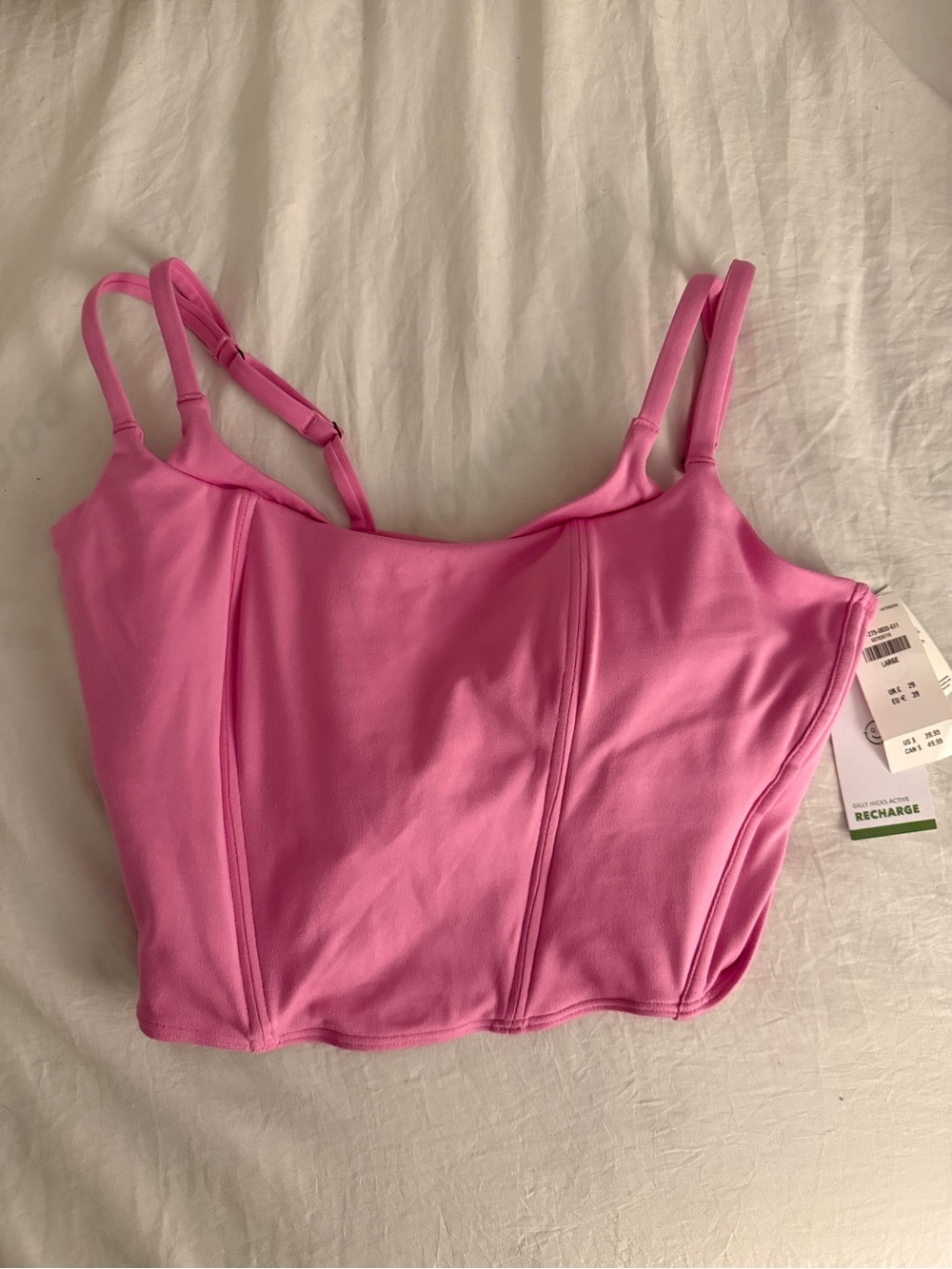 Gilly Hicks Recharge Pink Corset Women Tank Top Sleeveless Active Fitted Crop L